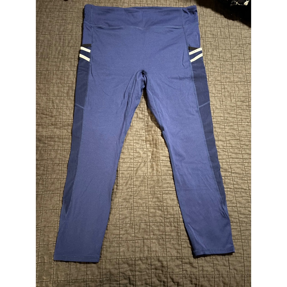 Fabletics High Waisted Blue‎ Workout Leggings with Pockets Activewear
